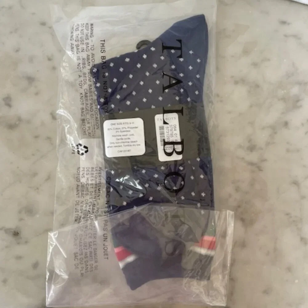 TALBOTS Dulce Stripe Dot Trouser Socks Blue White Polka Dot Woman 9-11